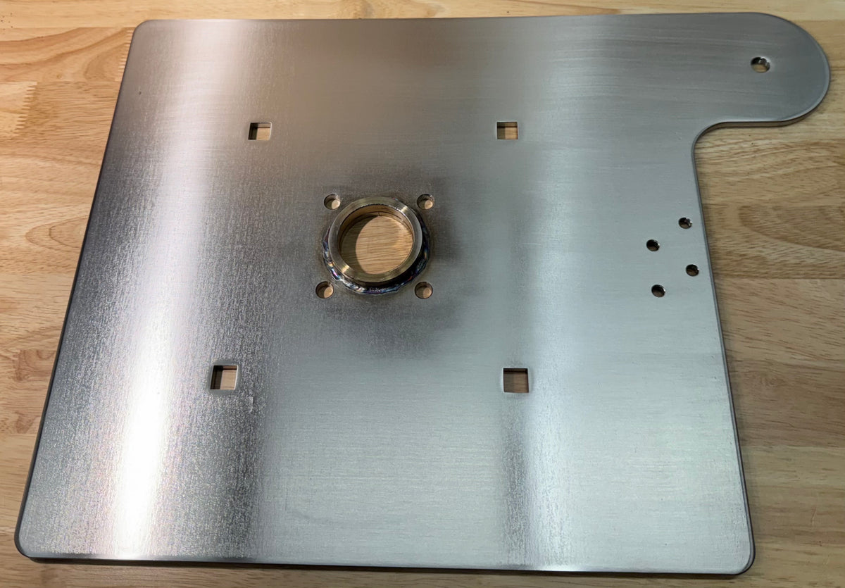 12” Stainless Steel Flat Backplate W/ Integrated Fairlead Extension, Under Disc Mounting Bolts