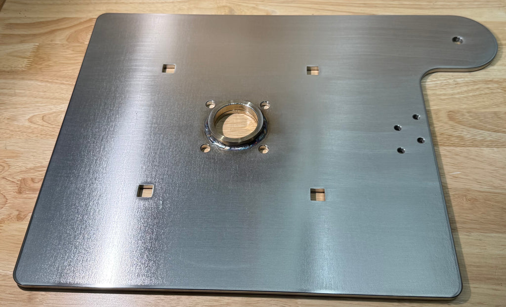 12” Stainless Steel Flat Backplate W/ Integrated Fairlead Extension, Under Disc Mounting Bolts