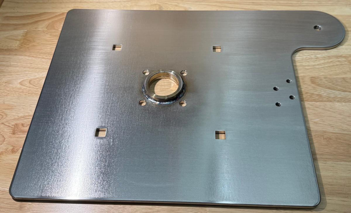 12” Stainless Steel Flat Backplate W/ Integrated Fairlead Extension, Under Disc Mounting Bolts
