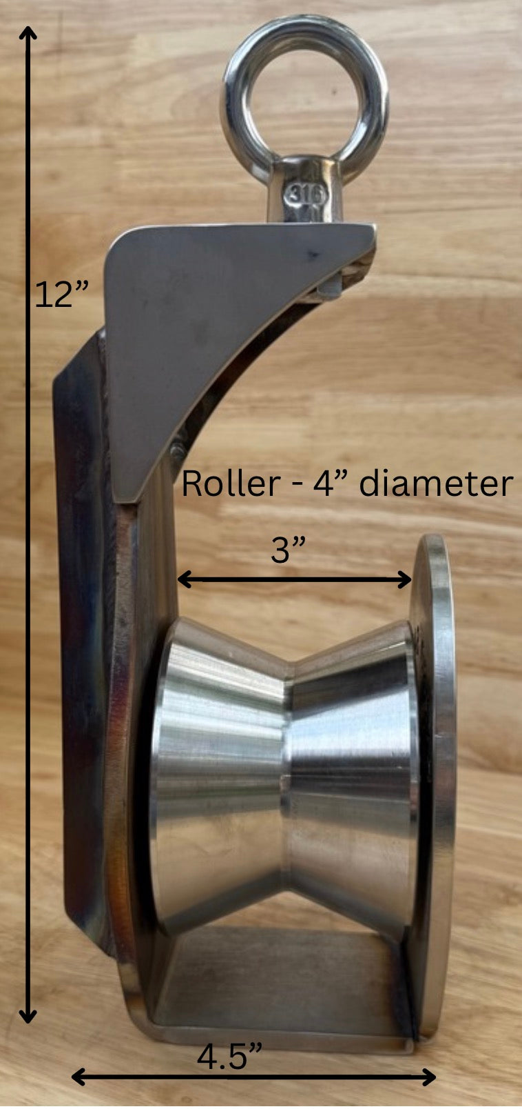 4” Lo-Lip Stainless Steel Block w/ Eye Bolt